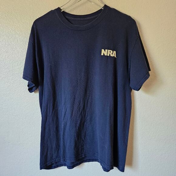 Graphic Short Sleeve Tee Shirt Flag Bullets Medium Blue - Picture 2 of 5